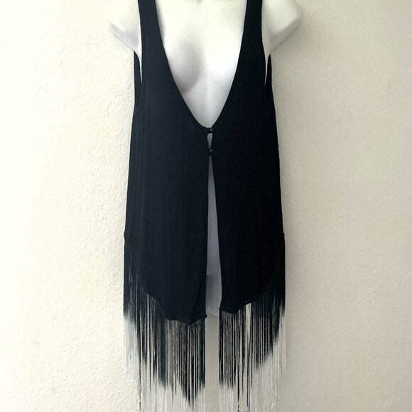 CHARLOETT RUSSE BOHO FRINGE CARDIGAN VEST LIGHTWEIGHT - Picture 1 of 10